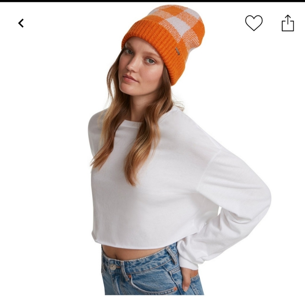STEVE MADDEN * BRUSHED ORANGE AND WHITE GINGHAM HAT NWT
